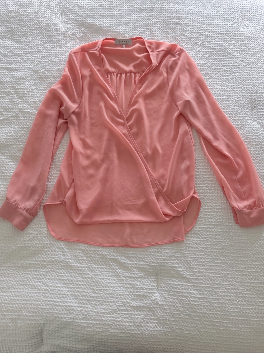 WAYF Coral Wrap Blouse